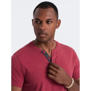 Ombre Men's T-shirt with round henley neckline - red