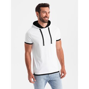 Ombre Casual men's cotton t-shirt with hood - white