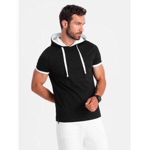 Ombre Casual men's cotton hooded t-shirt - black