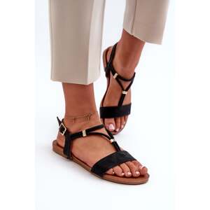 Women's flat sandals with straps. Barski Black