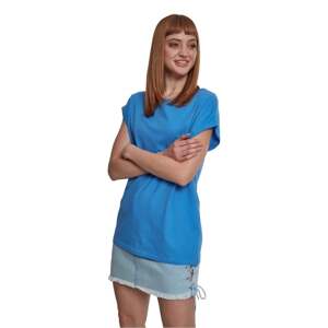 Women's T-shirt with extended shoulder horizontal blue