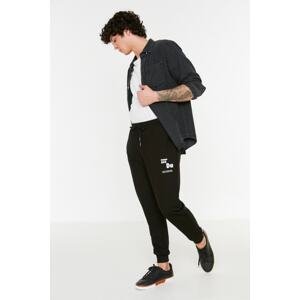 Trendyol Black Regular/Normal Cut Rubber Leg Lace-up Text Printed Sweatpants