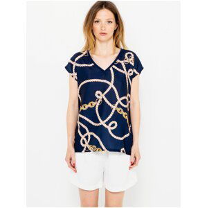 Dark blue patterned T-shirt CAMAIEU - Women