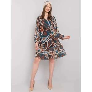 Blue-brown dress with ruffle from Spoleto