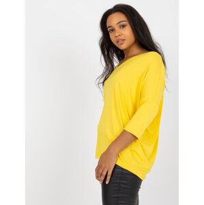 Yellow viscose blouse of larger size with V-neck