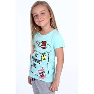 Girls' T-shirt with mint patches
