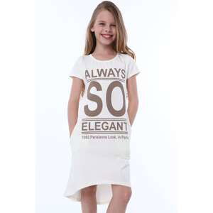 Cream girl's dress with inscriptions