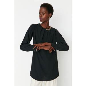 Trendyol Weave Black Poplin Tunic with Chain