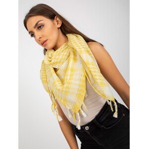 Light yellow and white scarf with fringe