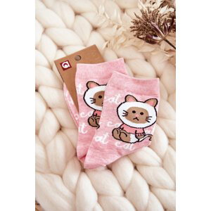 Women's Cotton Socks Kitten Pink