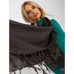 Lady's dark gray scarf with fringe