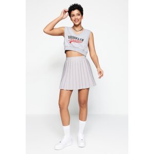 Trendyol Gray Pleated Mini Woven Skirt