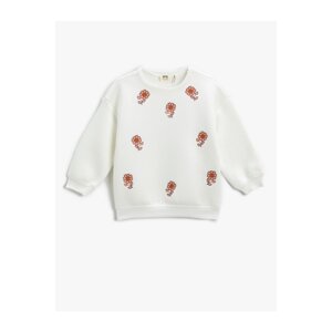 Koton Floral Printed Sweatshirt Long Sleeve Crew Neck Raised