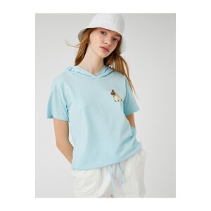 Koton Hooded T-Shirt Cotton Short Sleeve Dog Printed