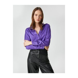 Koton Satin Stoned Shirt Buttoned Long Sleeve