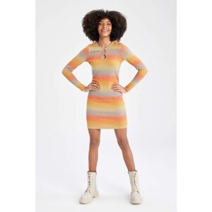 DEFACTO Short Sleeve Colour Block Mini Dress