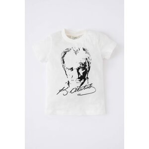 DEFACTO Baby Girls Crew Neck Atatürk Printed Short Sleeved T-Shirt