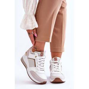 Women's gusset sneakers white Chevre