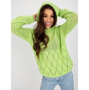 Light green openwork summer sweater with long sleeves