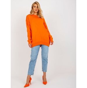 Orange women's oversized sweater with wool