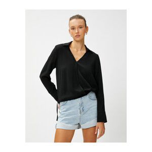 Koton Shirt Collar Blouse Wrapped Long Sleeve