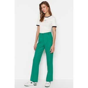 Trendyol Emerald rovné rovné vysoké pásové rebrované prešívané nohavice