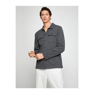 Koton Double Pocket Shirt Jacket Buttoned Classic Collar