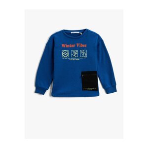 Koton Printed Sweatshirt with Pocket Detail