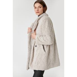 Koton Oversized plyšový krátky kabát s kapucňou