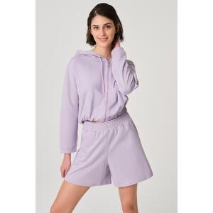 Dagi Women's Lilac Front Zipper Hooded Sweatshirt