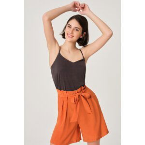 Dagi Cinnamon Pleated Tie Waist Shorts