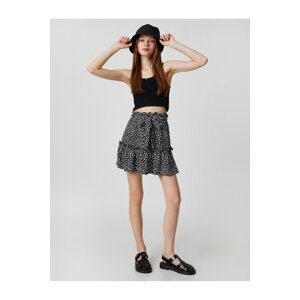 Koton Floral Skirt Mini with Frills Tied Waist Relaxed Fit.