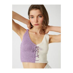 Koton Crop Knit Undershirt Tie Detail Cotton