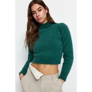 Trendyol Dark Green Crop Pile Knitwear Sweater