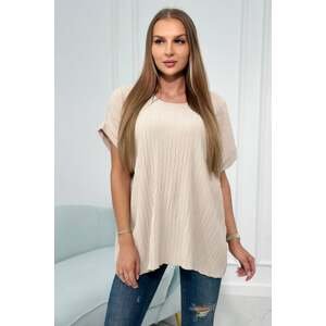 Viscose blouse with embossed beige front