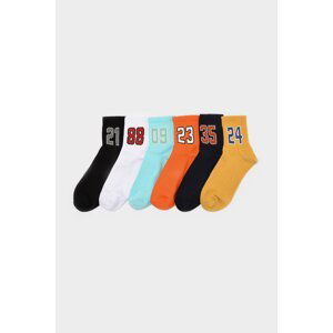 Trendyol Multicolored 6 Pack Cotton Number Patterned College-Tennis-Medium Size Socks