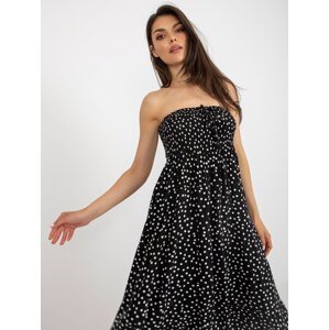 Black polka dot dress with ruffles