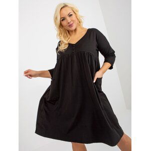 Black sweatshirt dress plus size basic with pockets