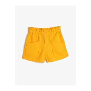 Koton Linen Shorts with Elastic Waist Pocket