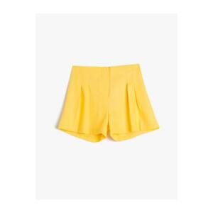 Koton Linen Shorts Pleated Above Knee With Elastic Waist.