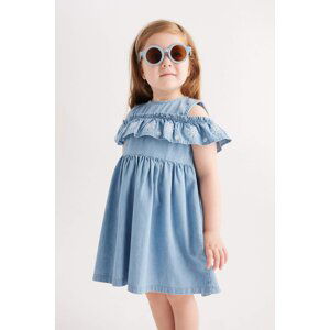 DEFACTO Baby Girl Floral Half Sleeve Jean Dress