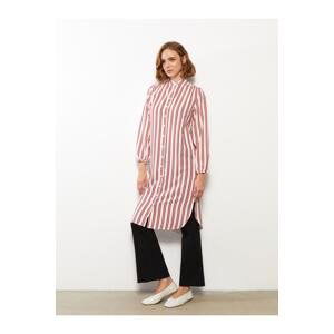 LC Waikiki Women's Striped Long-Sleeved Tunic with a Big Collar