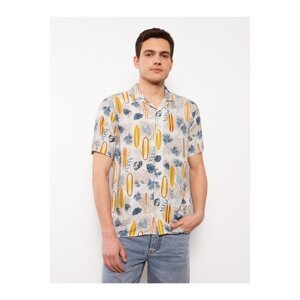 LC Waikiki Regular Fit Short Sleeve Patterned Viscose Men's Shirt.