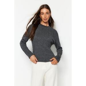 Trendyol antracitový úplet detailný pletený sveter