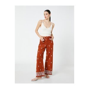 Koton Ethnic Embroidered Trousers Wide Leg