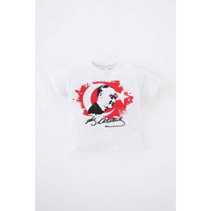 DEFACTO Baby Boy Crew Neck Atatürk Printed Short Sleeved T-Shirt