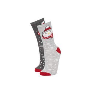 DEFACTO Women Christmas Themed Cotton 2-Pack Long Socks
