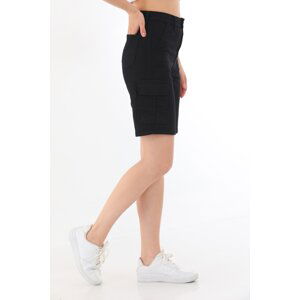 BİKELİFE High Waist Stretchy Bermuda Shorts with Cargo Pocket