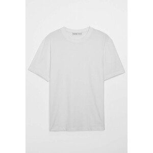 GRIMELANGE Men's Solo Comfort Fit Thick Textured White T-shirt