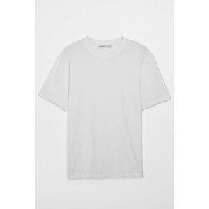 GRIMELANGE Men's Solo Comfort Fit Thick Textured White T-shirt